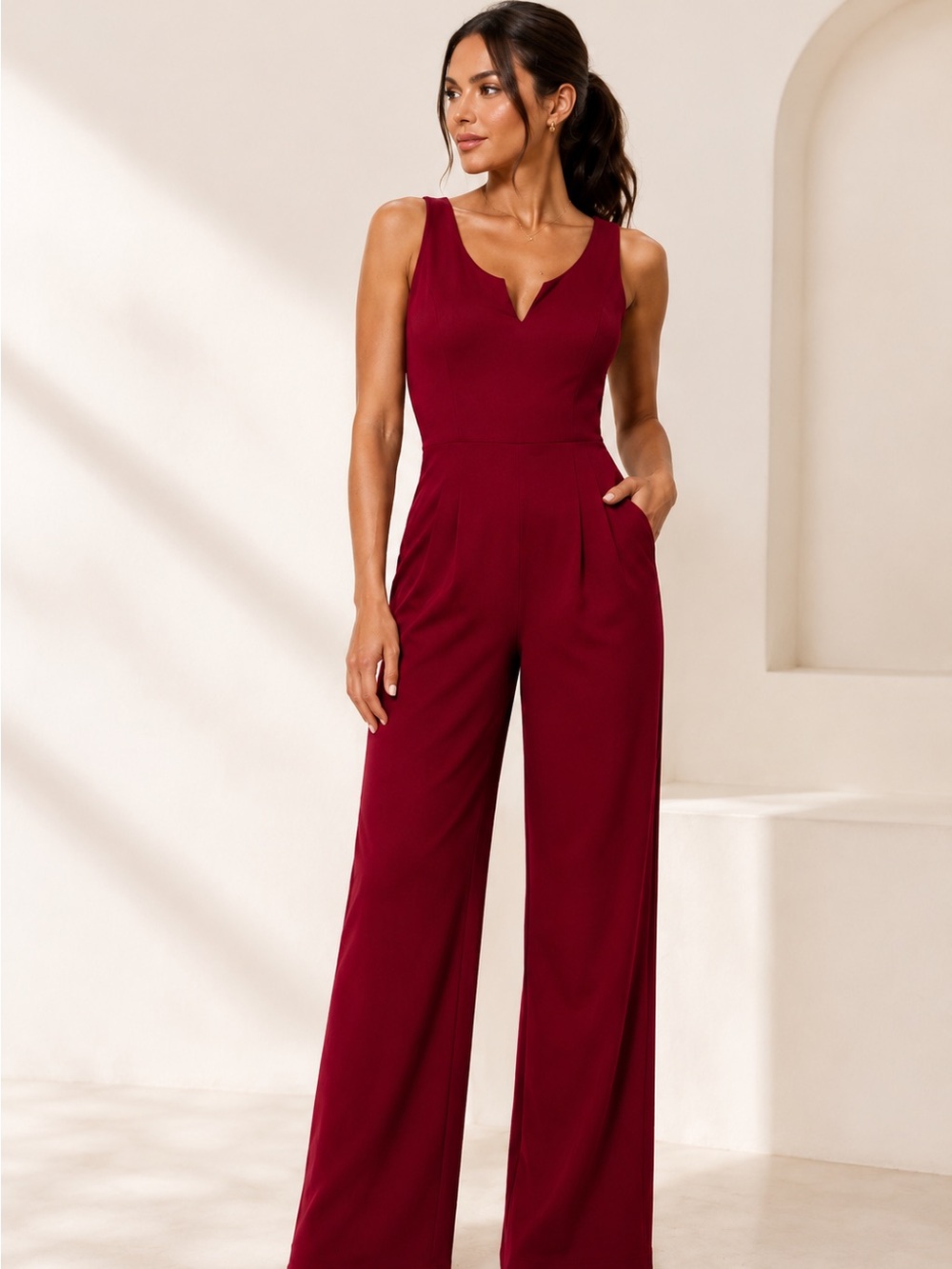 Red Wide Leg Jumpsuit NWT Size S